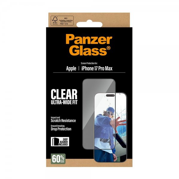 PanzerGlass iPhone 17 Pro Max Skærmbeskyttelse Ultra-Wide Fit EasyAligner