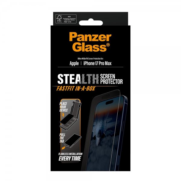 PanzerGlass iPhone 17 Pro Max Skærmbeskyttelse Ultra-Wide Fit Stealth Fastfit