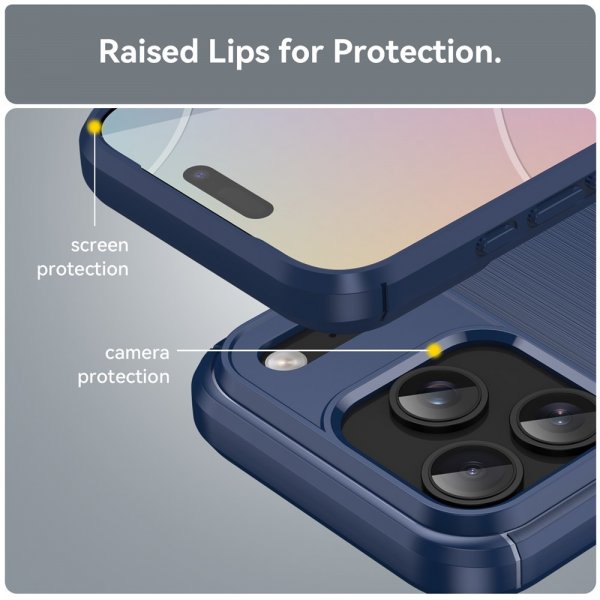 iPhone 17 Pro Cover Børstet Kulfibertekstur Blå