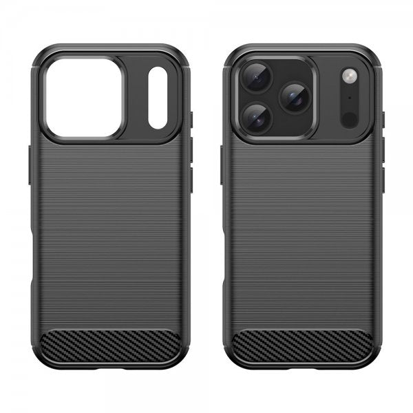 iPhone 17 Pro Cover Børstet Kulfibertekstur Sort