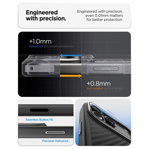 Spigen iPhone 17 Pro Cover Enzo Aramid T MagFit Sort Sølv