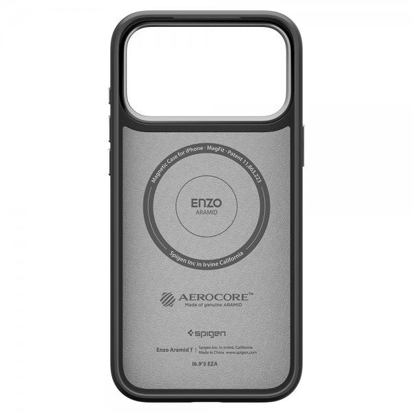 Spigen iPhone 17 Pro Cover Enzo Aramid T MagFit Sort Sølv