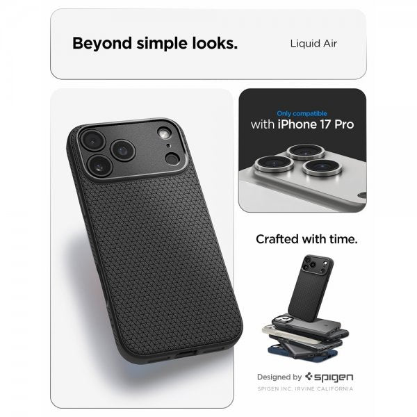 Spigen iPhone 17 Pro Cover Liquid Air Matte Black