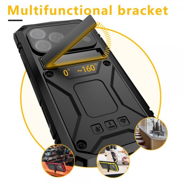 R-JUST iPhone 17 Pro Cover Metal Stødsikkert Sort
