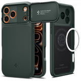 Spigen iPhone 17 Pro Cover Optik Armor MagFit Abyss Green