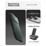 Spigen iPhone 17 Pro Cover Optik Armor MagFit Abyss Green