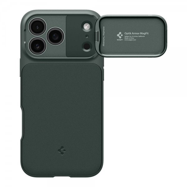 Spigen iPhone 17 Pro Cover Optik Armor MagFit Abyss Green