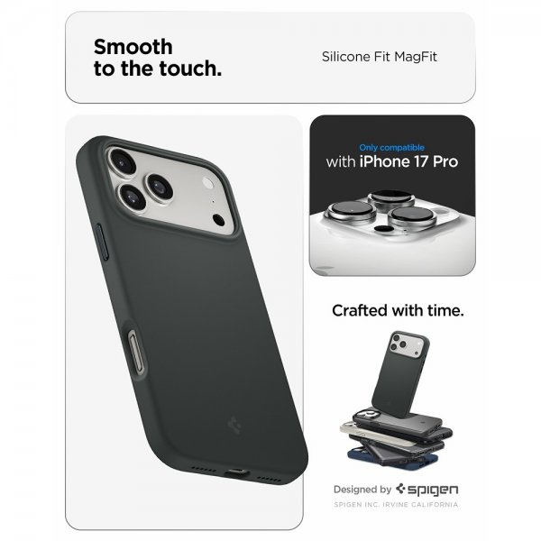 Spigen iPhone 17 Pro Cover Silicone Fit MagFit Abyss Green