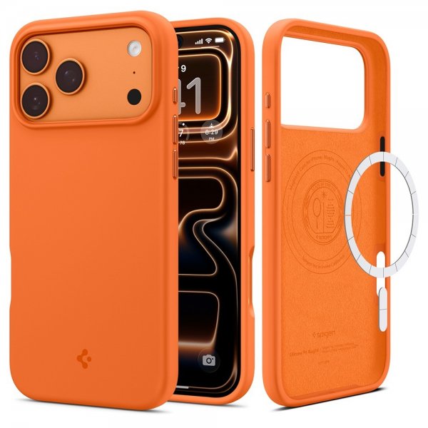 Spigen iPhone 17 Pro Cover Silicone Fit MagFit Cosmic Orange