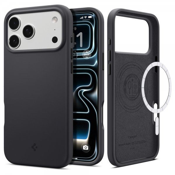 Spigen iPhone 17 Pro Cover Silicone Fit MagFit Sort