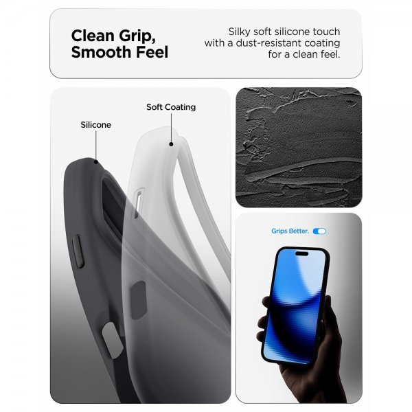 Spigen iPhone 17 Pro Cover Silicone Fit MagFit Sort