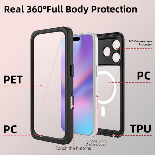 4smarts iPhone 17 Pro Cover Stark IP68 MagSafe Sort