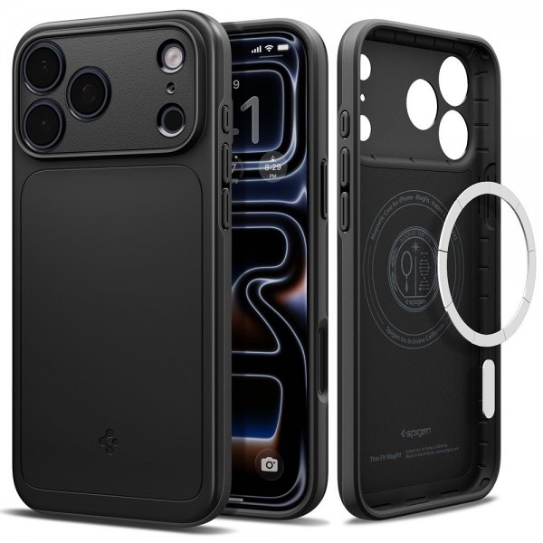 Spigen iPhone 17 Pro Cover Thin Fit MagFit Sort