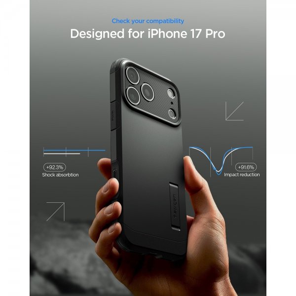 Spigen iPhone 17 Pro Cover Tough Armor T MagFit Sort