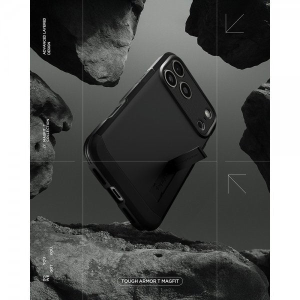 Spigen iPhone 17 Pro Cover Tough Armor T MagFit Sort