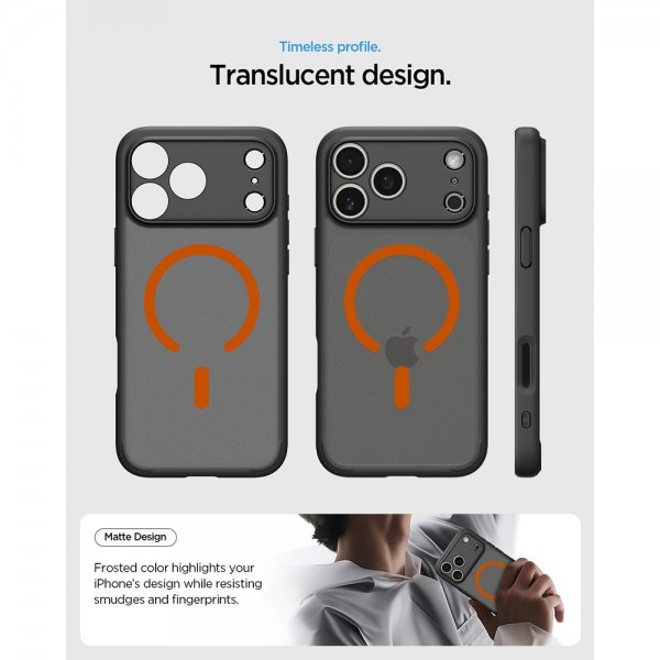Spigen iPhone 17 Pro Cover Ultra Hybrid MagFit Frost Black Orange