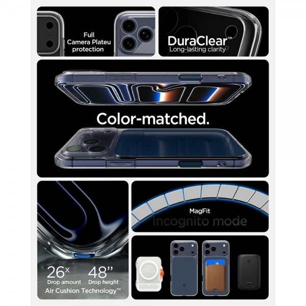 Spigen iPhone 17 Pro Cover Ultra Hybrid T MagFit Mat Blå
