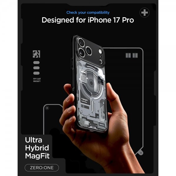 Spigen iPhone 17 Pro Cover Ultra Hybrid Zero One MagFit Sort