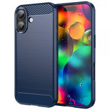 iPhone 17 Cover Børstet Kulfibertekstur Blå