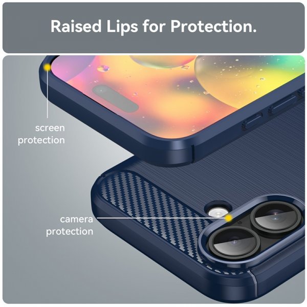 iPhone 17 Cover Børstet Kulfibertekstur Blå