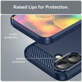 iPhone 17 Cover Børstet Kulfibertekstur Blå