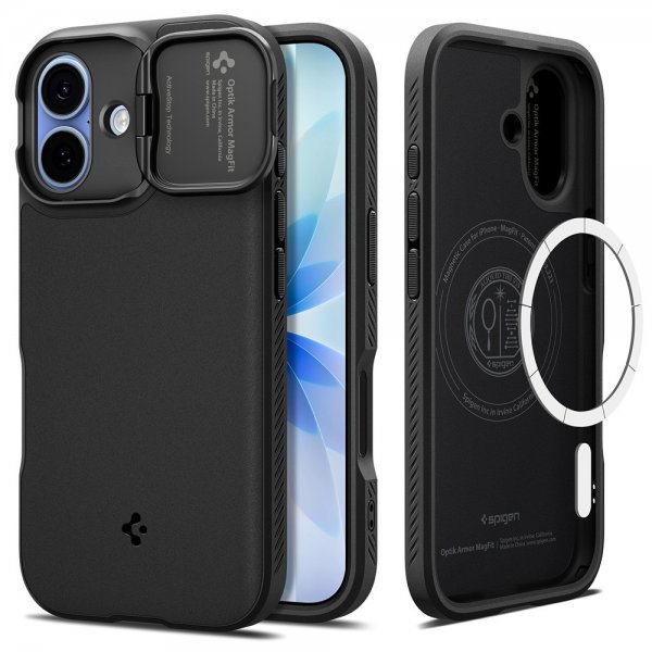 Spigen iPhone 17 Cover Optik Armor MagFit Sort