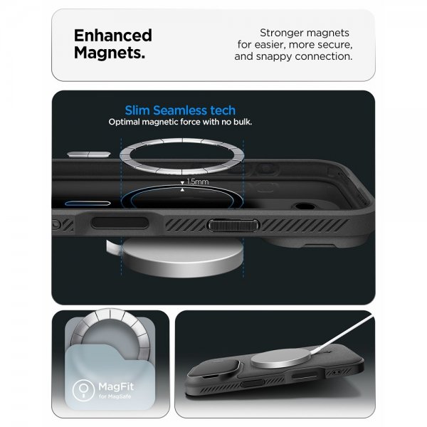 Spigen iPhone 17 Cover Optik Armor MagFit Sort
