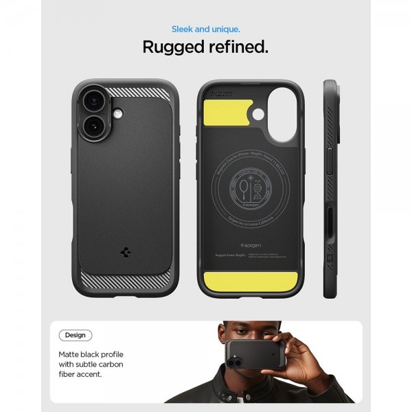 Spigen iPhone 17 Cover Rugged Armor MagFit Mat Sort