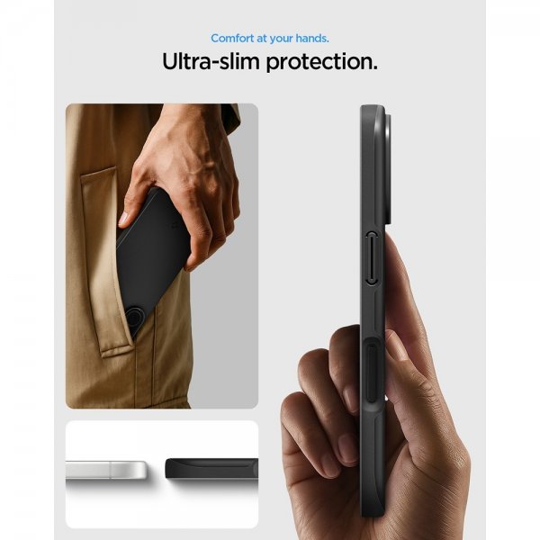 Spigen iPhone 17 Cover Thin Fit MagFit Sort