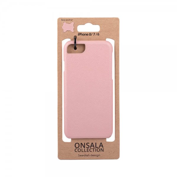 Onsala iPhone 6/6S/7/8/SE Cover Ægte Læder Rosaguld