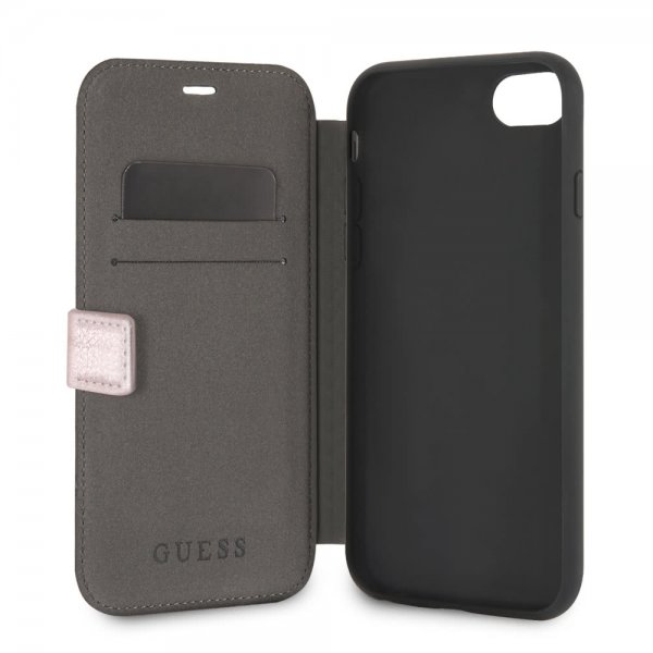 Guess iPhone 7/8/SE Cover Iridescent Book Case Rosaguld