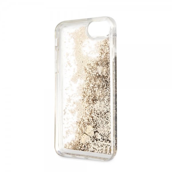 Guess iPhone 7/8/SE Cover Glitter Floating Hearts Guld