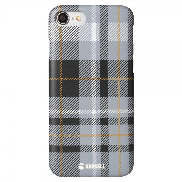 Krusell iPhone 7/8/SE Cover Limited Plaid Dark Grey