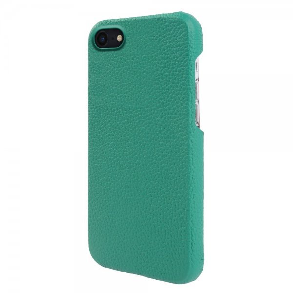 iPhone 7/8/SE Cover Ægte Læder MagSafe Cyan