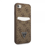 Guess iPhone 7/8/SE Cover Double Cardslot Metal Triangle Brun