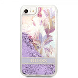 Guess iPhone 7/8/SE Cover Liquid Glitter Flower Pattern Lilla