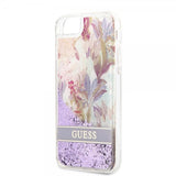 Guess iPhone 7/8/SE Cover Liquid Glitter Flower Pattern Lilla