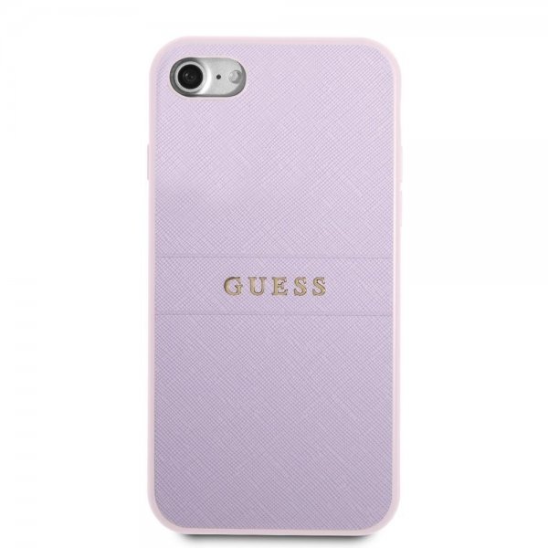 Guess iPhone 7/8/SE Cover Saffiano Metal Logo Lilla