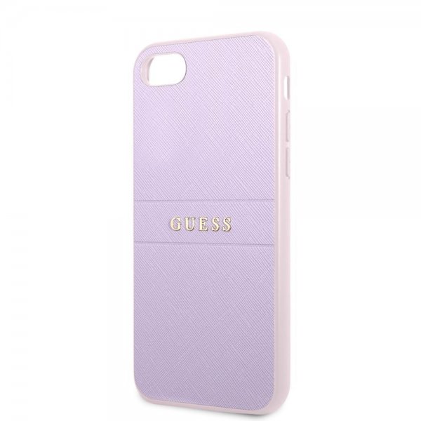 Guess iPhone 7/8/SE Cover Saffiano Metal Logo Lilla