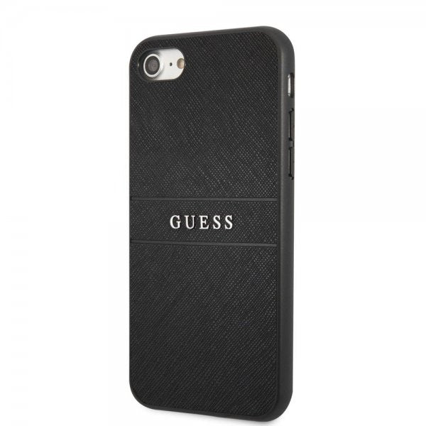 Guess iPhone 7/8/SE Cover Saffiano Metal Logo Sort