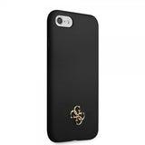 Guess iPhone 7/8/SE Skal Silicone Metal Logo 4G Sort