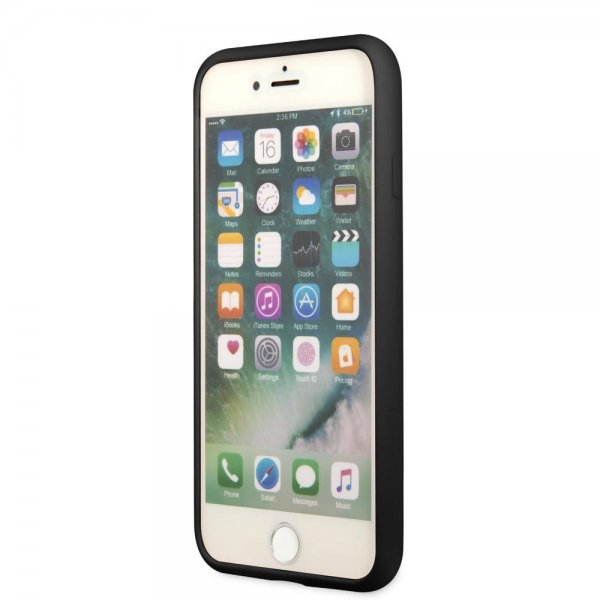 Guess iPhone 7/8/SE Skal Silicone Metal Logo 4G Sort