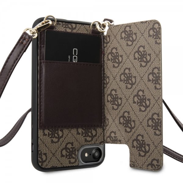 Guess iPhone 7/8/SE Skal Crossbody Cardslot Cover Brun
