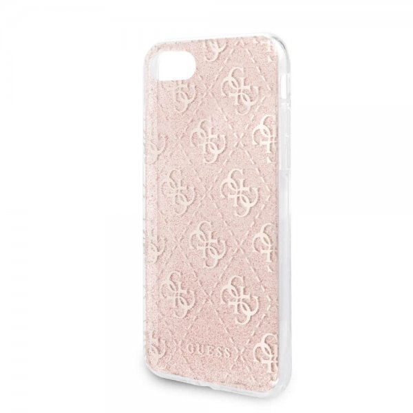 Guess iPhone 7/8/SE Cover Glitter Cover Peony Rosa