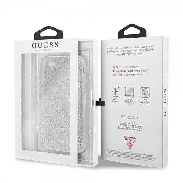 Guess iPhone 7/8/SE Cover Glitter Peony Sølv