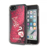 Guess iPhone 7/8/SE Cover Glitter Hearts Rød