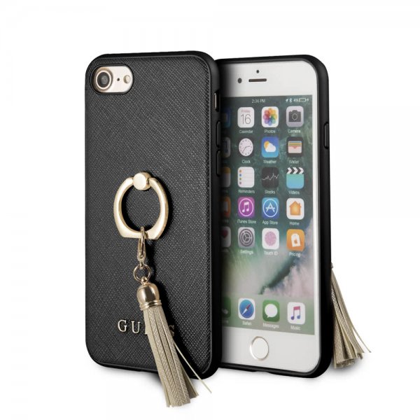 Guess iPhone 7/8/SE Cover med Ringholder Sort
