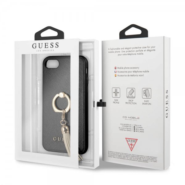 Guess iPhone 7/8/SE Cover med Ringholder Sort