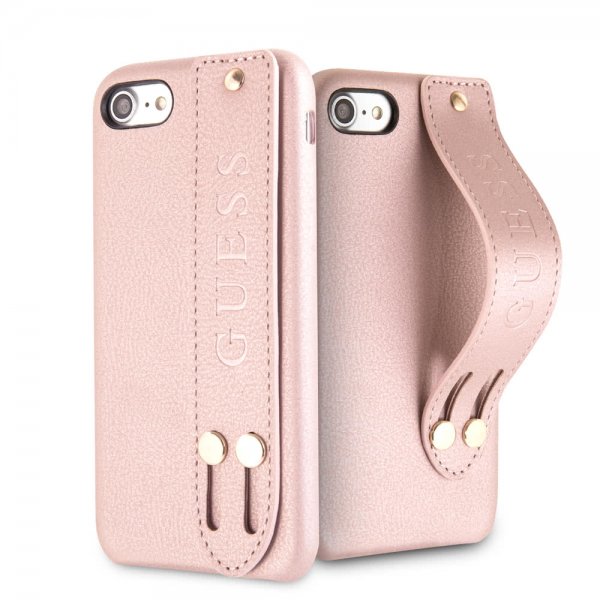 Guess iPhone 7/8/SE Cover Saffiano Remtaske Rosaguld