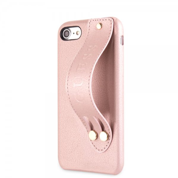 Guess iPhone 7/8/SE Cover Saffiano Remtaske Rosaguld